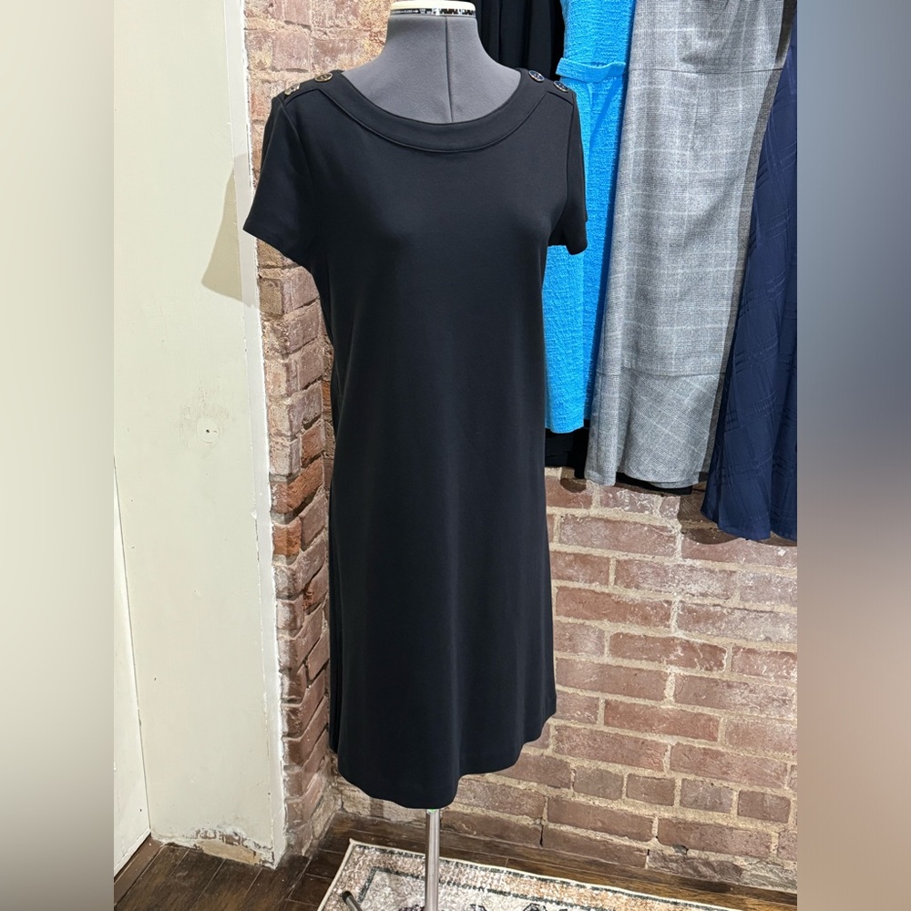 TALBOTS COTTON DRESS WITH GOLD SHOULDER BUTTONS